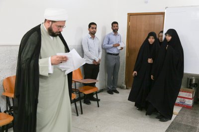 الشيخ عمار الهلالي يزور معهد القران الكريم النسوي في النجف الاشرف