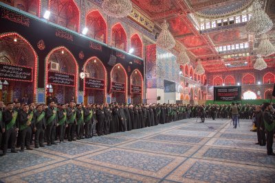 موكب الامام الحسين(ع) خدمة العتبتين المقدستين الحسينية والعباسية بذكرى وفاة الرسول الاعظم محمد ( ص )