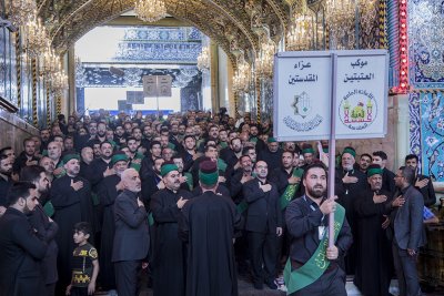 خَدَمةُ العتبتين المقدّستين يعزّون الإمام الحسين وأخاه أبا الفضل (عليهما السلام) في ذكرى استشهاد الإمام محمد الباقر (عليه السلام)