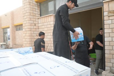 حتى بلوغ الأربعين .. موكب (جنوب الولاء لحامل اللواء) مستمر بتقديم خدماته للزائرين الكرام